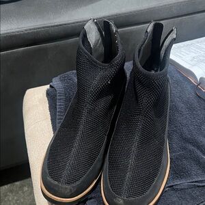 Adrienne Vittadini Black Knit Ankle Boots